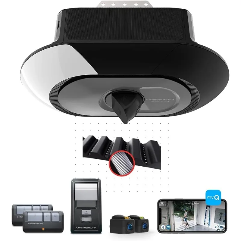 

B4643T Smart Built in Camera-myQ Smartphone Controlled-Ultra Quiet, Strong Belt Drive, Blue Garage Door Opener