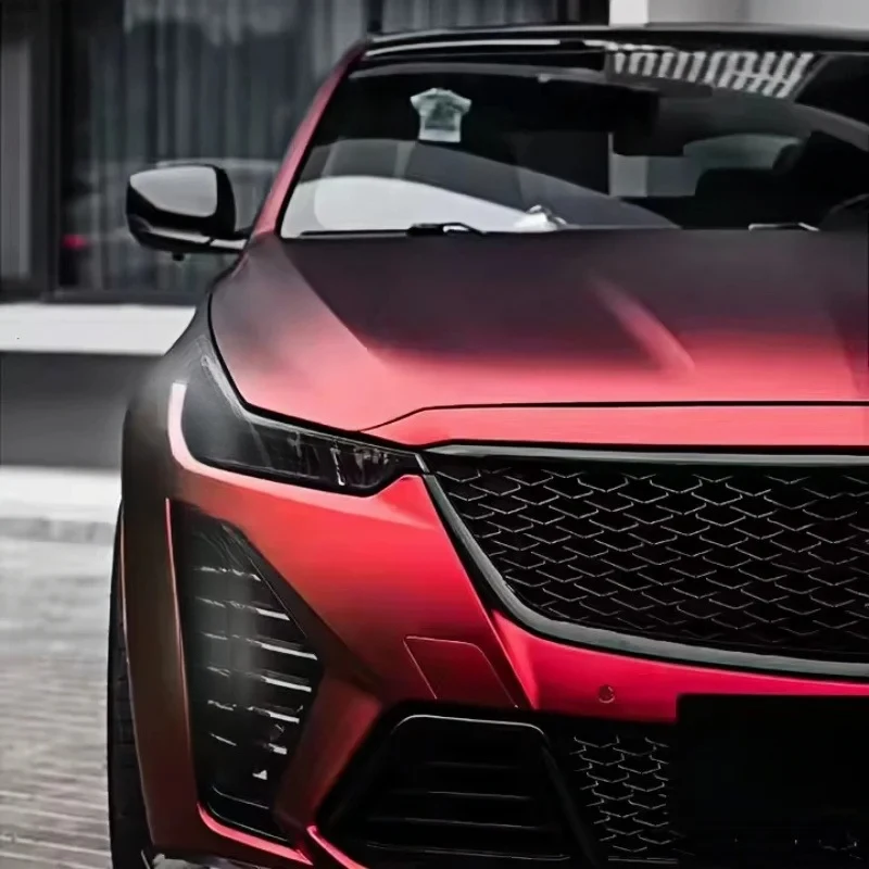

Hot Selling PET Matt Chrome Red Color Change Vinyl Wrap Paint Protection PPF Car Sticker Film