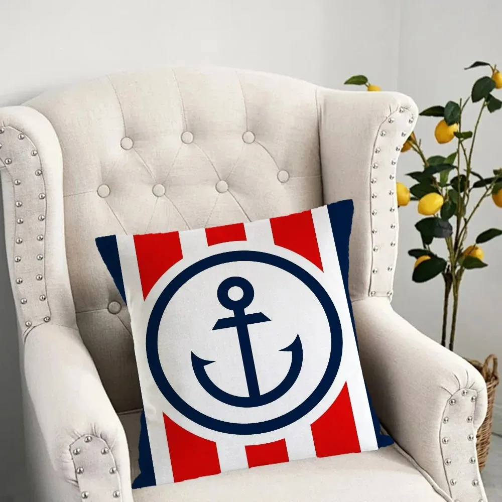 Nautical Anchor Pattern Pillowcase Dormitory Decoration Office Living Room Sofa Home Pillowcase