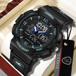 FOXBOX New Luxury Mens Watch LIGE Brand Sports Fashion Quartz Watches Men Waterproof Luminous Digital Wristwatches Reloj Hombre
