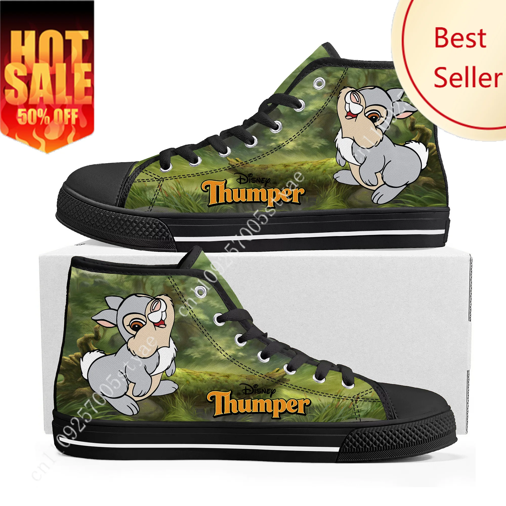 

Thumper High Top Sneakers Disney Cartoon Movie DIY Decorate Shoes Design Your Party Holiday Gifts Custom Shoe