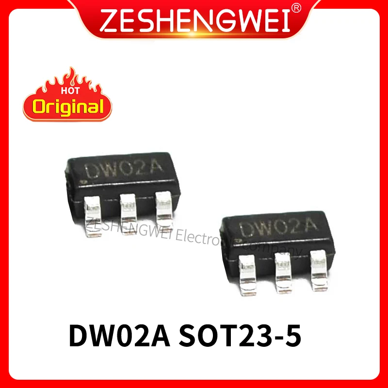 10pcs/Lot DW02A DW02E Triode SOT-23 2 in 1 single-cell lithium battery protection IC Chip SMD Diode Transistor Tube New Original