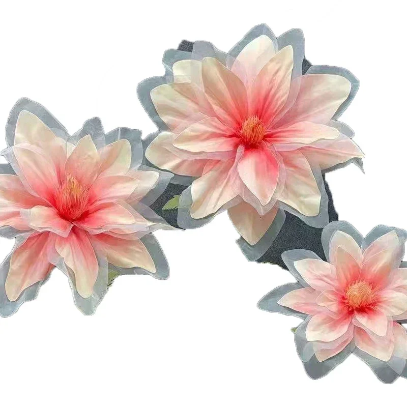 

New Lotus Roadway Flower Wedding Props Stage Decoration Window Silk Yarn Foam Haze Blue