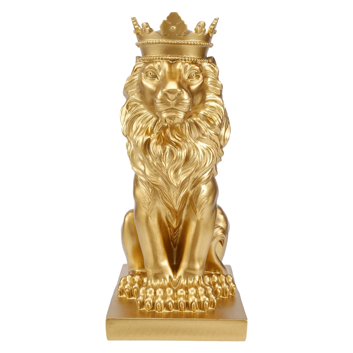 Abstract Crown Lion Statue Home Office Bar Male Lion Faith Resin Sculpture Crafts Animal Art Decor Ornaments - Gold