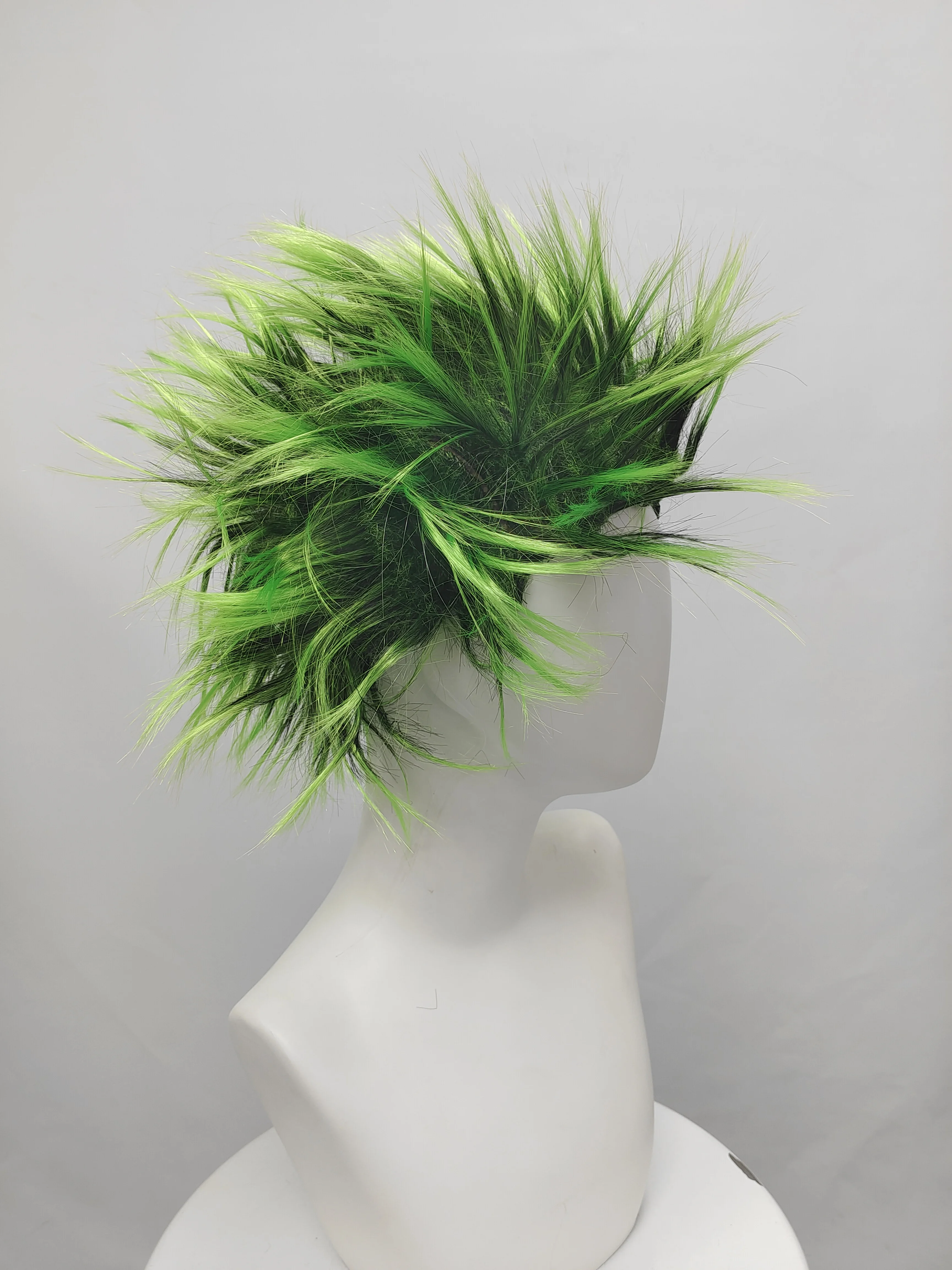 Black Ombre Green Spiky Synthetic Mohawk Wig, Punk Rock Style for Halloween Cosplay and Carnival Party Costume image 4
