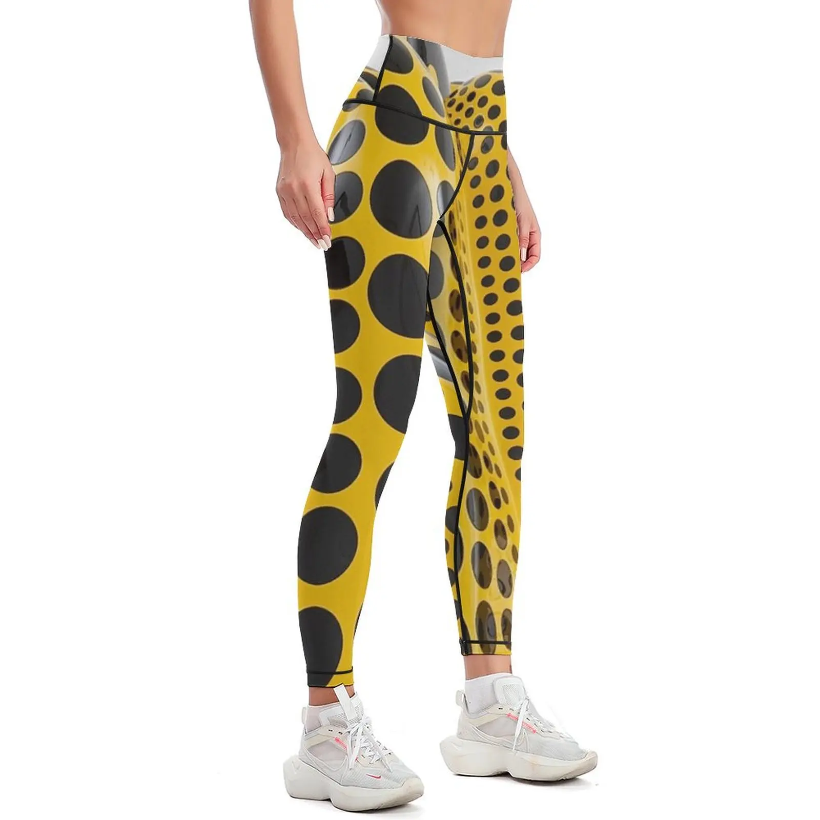 Yayoi Yellow Pumpkin Detail Polka Dot Leggings sporty woman gym Women's push up legging pants raises butt Womens Leggings