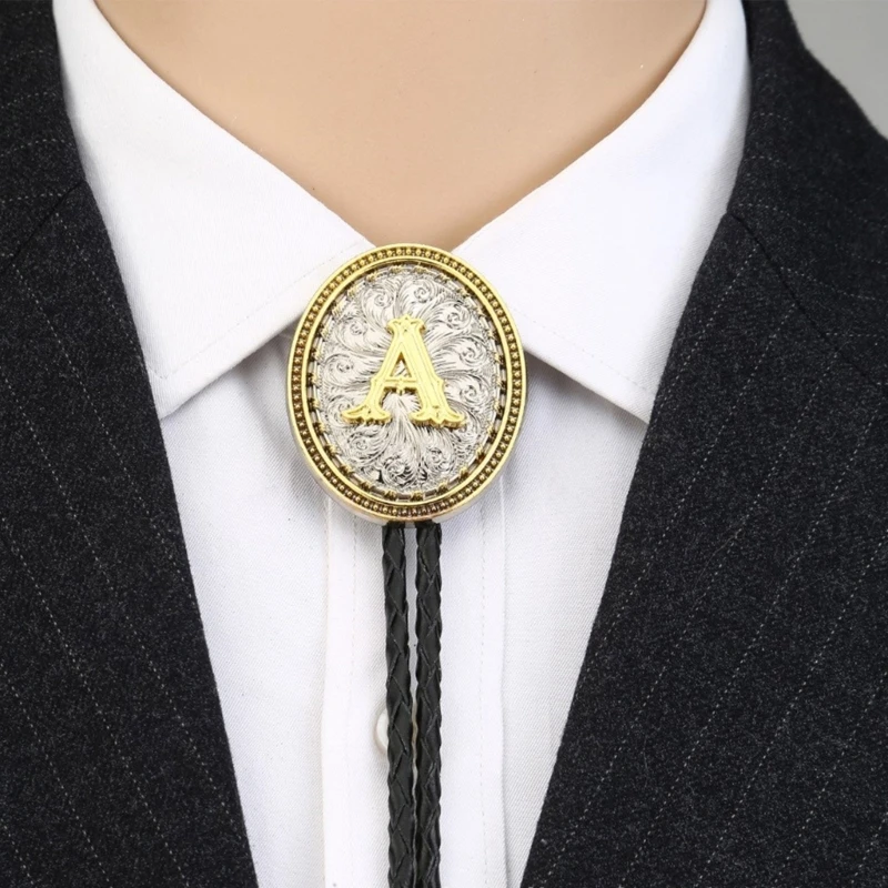 Adjustable Length Bolo Tie Popular Man Dance Necktie Evening Party Letter Pendant Necktie Great Gift for Birthday