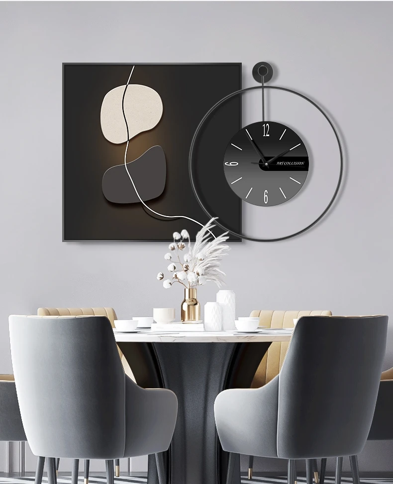 Modern restaurant decoration painting minimalist silent clock