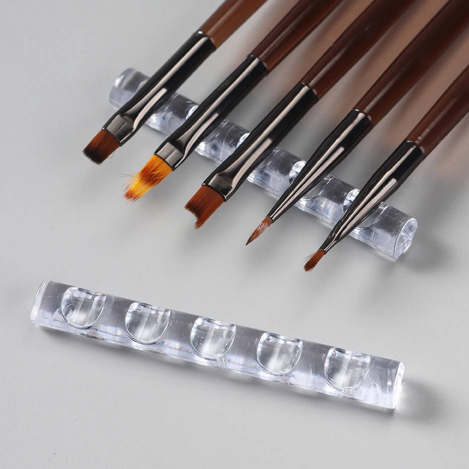 2pcs Clear Acrylic Nail Pen Holder Brush Rack Shelf Gel Brush Display Stand Makeup Painting Pen Rest Organizer Stander Manicure