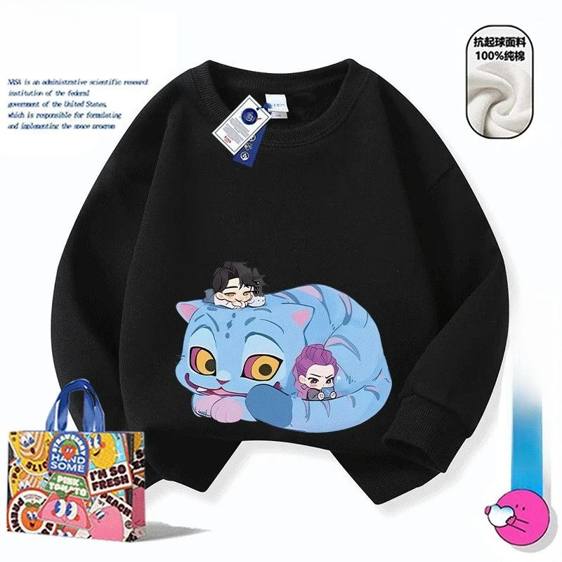 

Witch Hunt anime peripheral children's pure cotton hoodie spring and autumn new cute little tiger printed top T-shirt