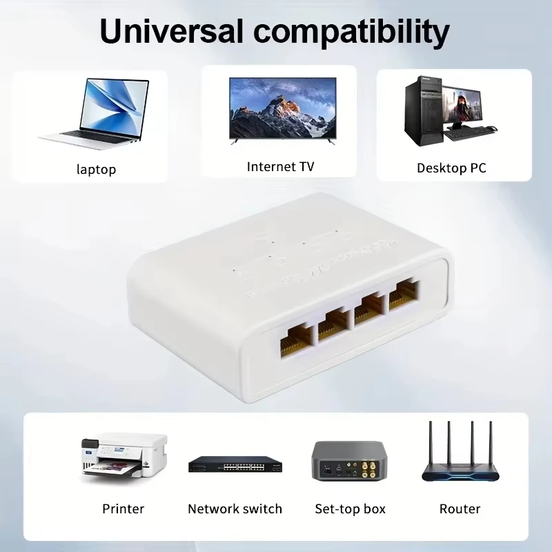 

Network Switch Hub 1 In 4 Out Converter 1000Mbps Gigabit Ethernet Switch Hub Wire Divider PC LAN Extend Adapter For Home Office