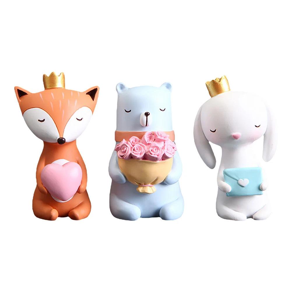 

Resin Craft Decor Animal Holding Flower Adornment Desktop Decoration Tabletop Resin Animal Unique Creative Design Durable