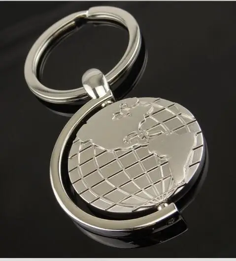 100pcs/lot fashionwoman man globe keychain unisex alloy globe key ring