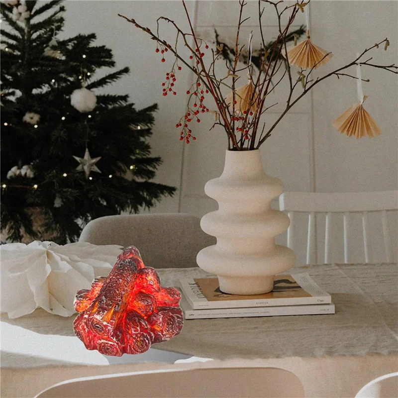 ABKP-3X LED Artificial Fire Flame Light, Flameless Fireplace Light LED Fireplace With Realistic Log Wood Burning Flame