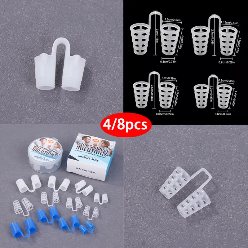 4/8 шт. силиконовый носовой расширитель против храпа для легкого дыхания, предотвращения храпа, лучше для дыхательного ухода за здоровьем