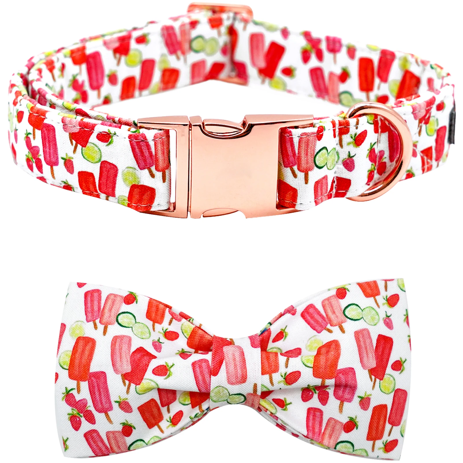 Elegant little tail Dog Collar with Bow Popsicle Print Girl or Boy Boy Dog Bowtie Collar Cute Pet Collar Gift