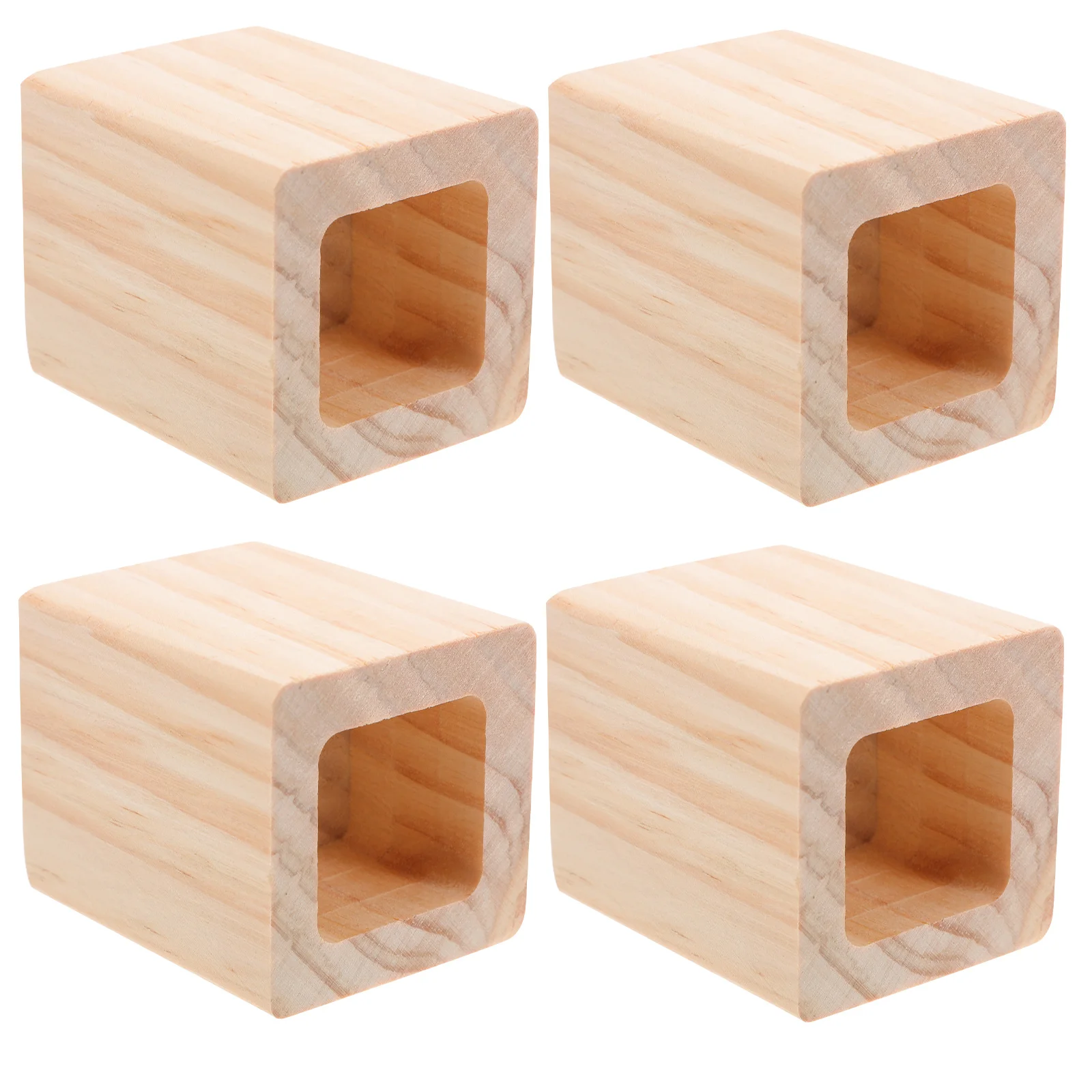 

4pcs Wooden Square Furniture Risers Bed Sofa Table Leg Lifters Cube Heightening Pads Solid Sturdy Natural Decorative Protectors