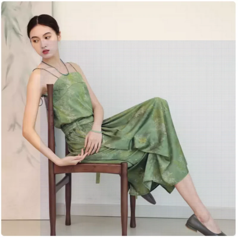 Senior Feeling China Wind Green Bamboo Print Imitate Silk, Satin Fabric, Dress, Han Cloth, Pajamas Handmade Sewing Tissue T2180