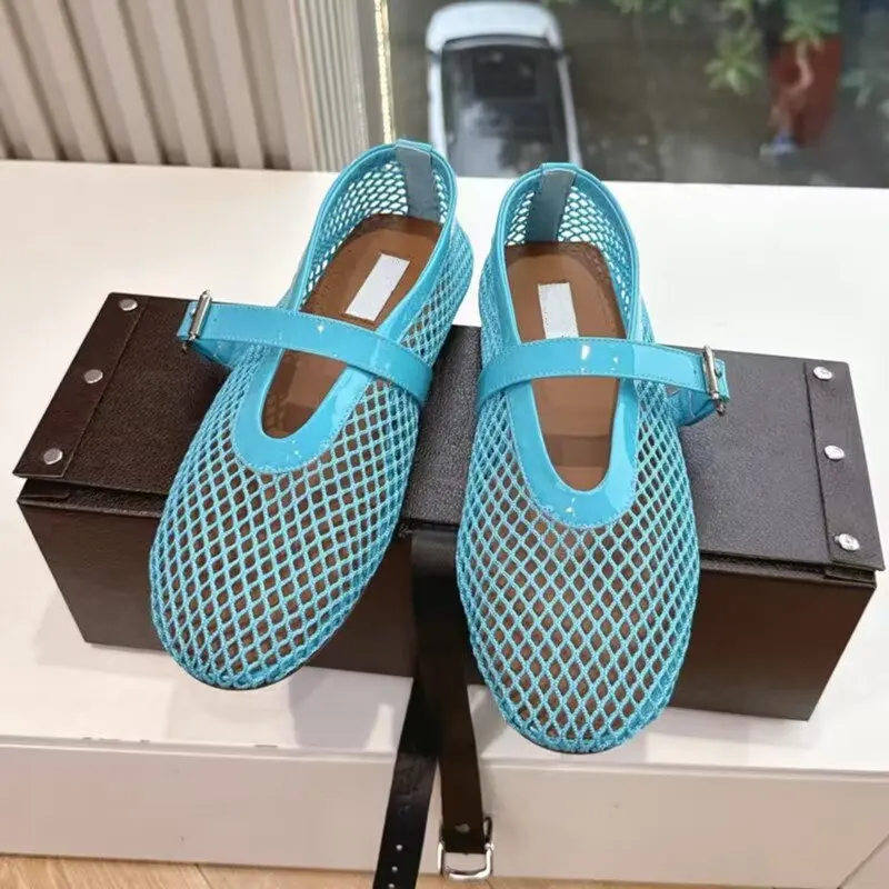 

Designer Brand Original Fishing Net Ballet Shoes Women's Summer Leather Flat Bottomed Mesh Hollow Mary Jane Single Shoes