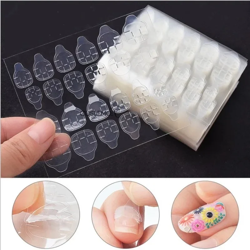 10sheets/240pcs Nail Jelly Glue Double Sided False Nail Art Adhesive Tape Glue Sticker Self-adhesive Transparent Fake Nail Tools