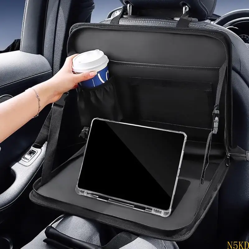 

N5KD Portable Folding Car Desk with Storage Pockets Vehicle Dining & Office Tray for Eating & Working in SUVs & Large
