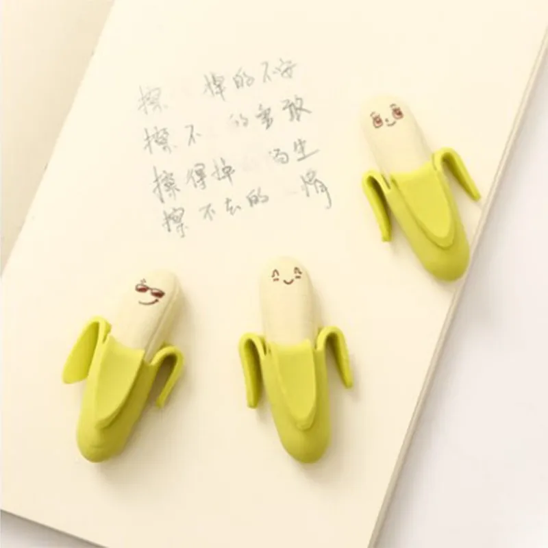 3pcs/lot Banana Pencil Rubber Erasers School Office Stationery Kid