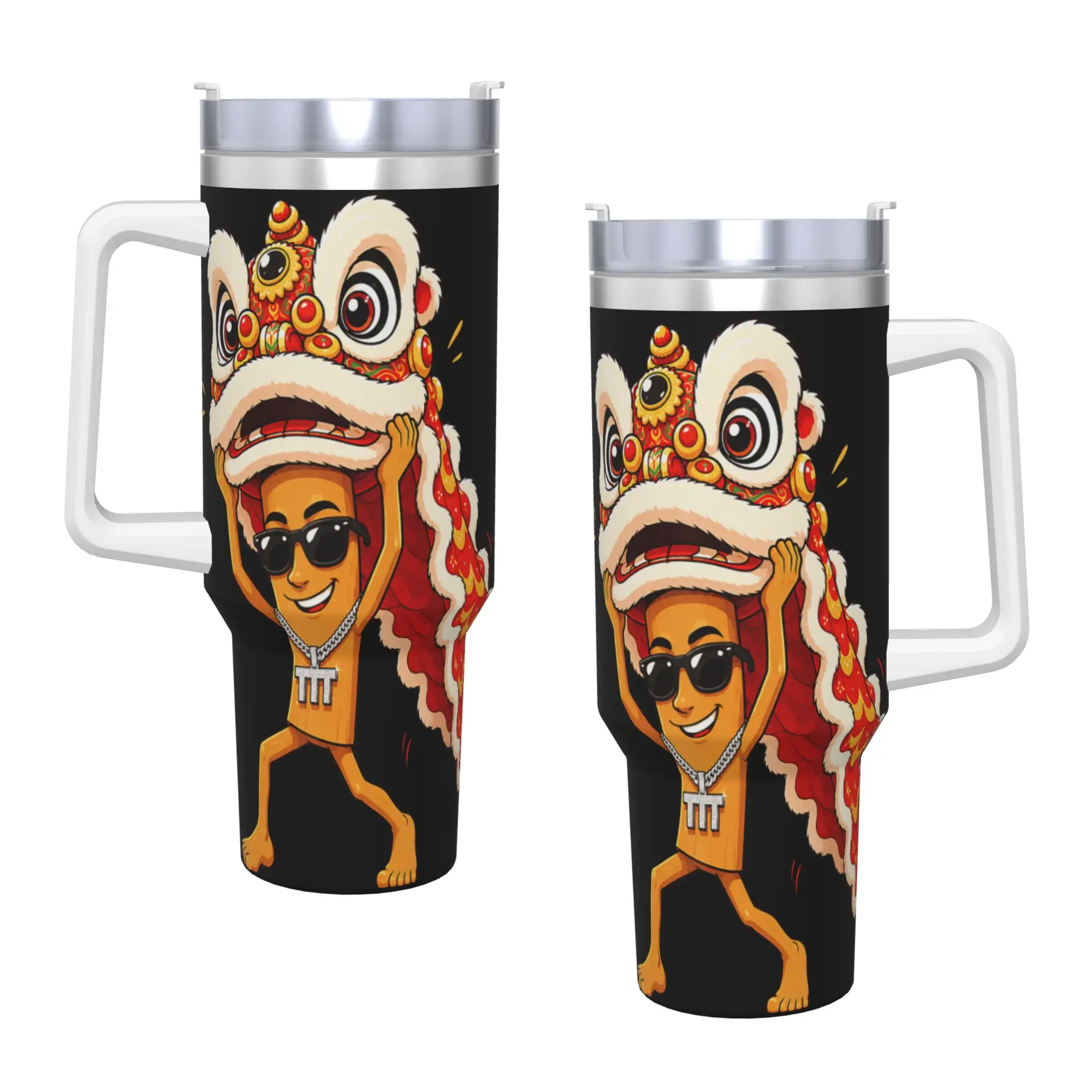 Lion Dance Celebration Brainrot Tung Sahur Lunar New Year Tumbler  Cold Drink Water Bottle Heat Stainless Steel Thermal Mug