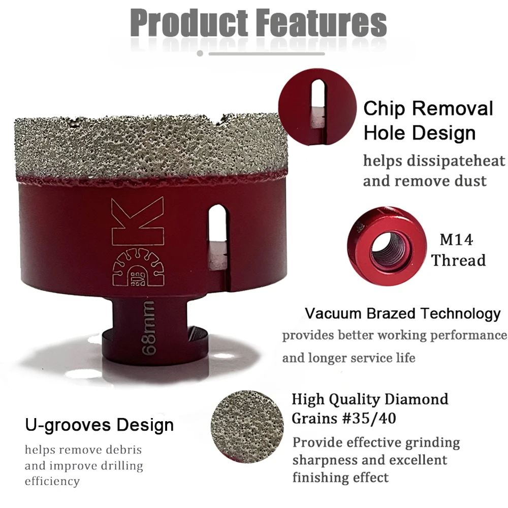 クリアランス品 1個 6-68mm M14 ダイヤモンドドリルビットツール ホールソーカッター タイルドリルクラウン 磁器タイル セラミック グラナイト用