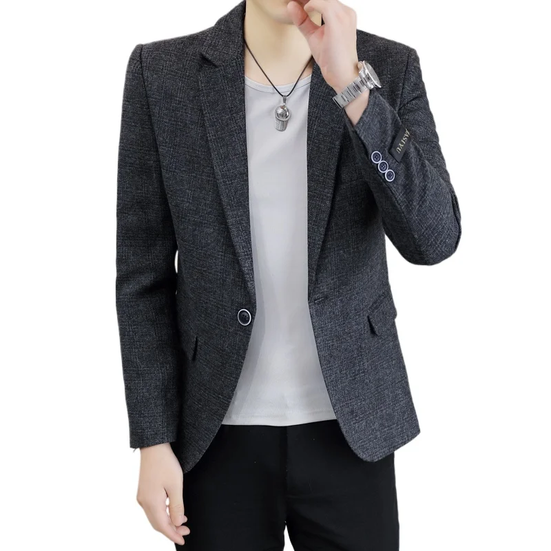 2024 Men\'s Business Casual Fashion Suit Spring Summer Korean Suit High-end Fabric Handsome Fashion Coat Men Slim  Polyester