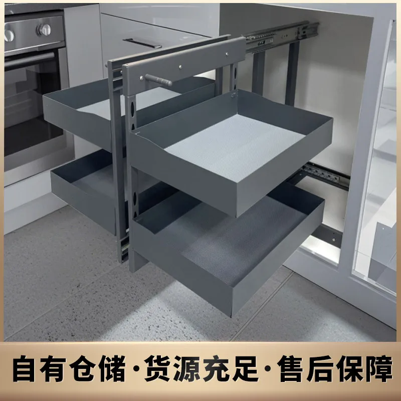 Corner Basket Half Open Little Monster Kitchen Cabinet Drawer Type Corner Basket Cabinet Seasoning Basket Seasoning Shelf