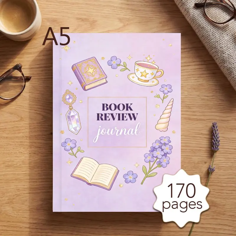 A5 Daily Reading Journal with 170 Pages,Bookshelf Illustrations,Reading Log, 52 Book Review Templates,Record Quotes & Book Notes