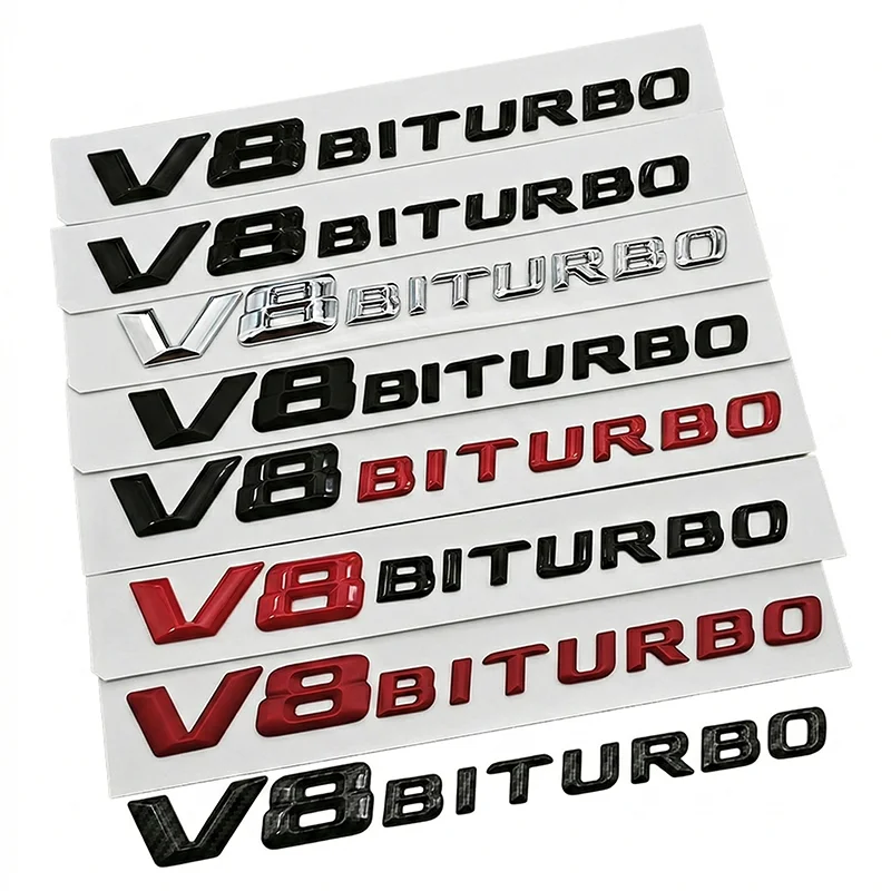 3D V8 BITURBO Emblem Fender Badge Car Sticker For Mercedes Benz AMG G63 C63 E63 S63 Auto Side Decal Styling Accessories