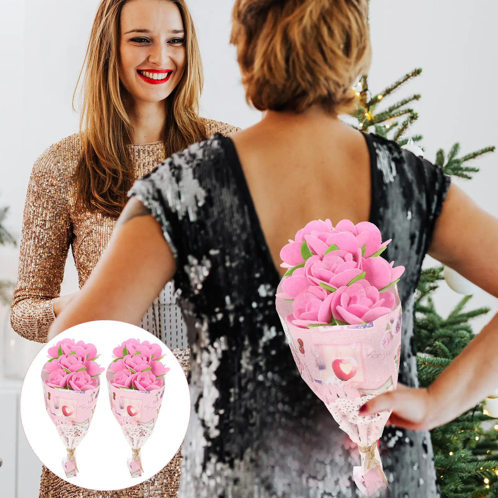 2Sets Handmade Flower Bouquet Making Supplies for DIY Craft Kit to Develop Hand-Eye Coordination Color Cognition