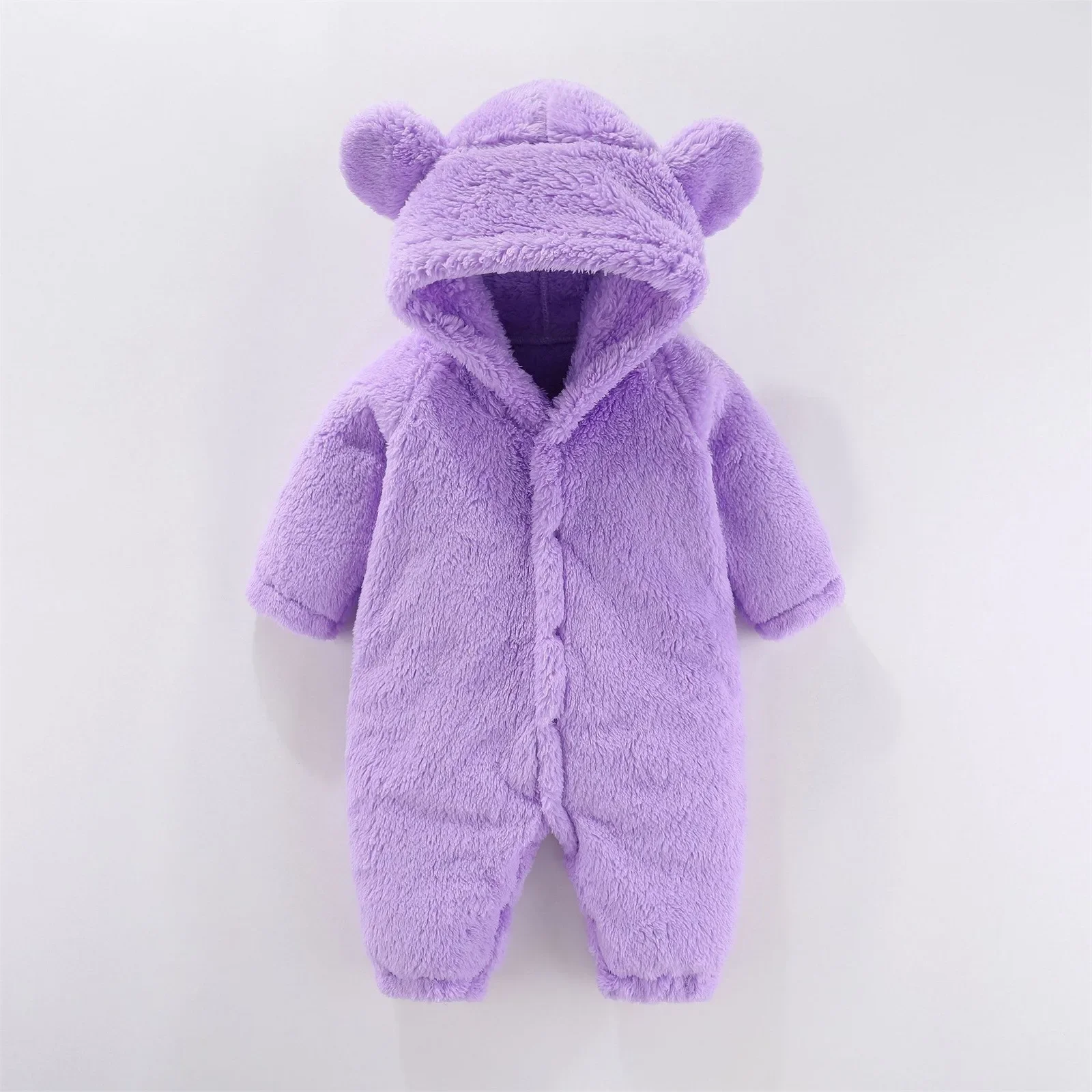 Newborn Baby Boys Girls Bear Hooded Romper Toddler Jumpsuits Winter Warm Thicken Plush Rompers 0-12Month Baby Bodysuit Clothes