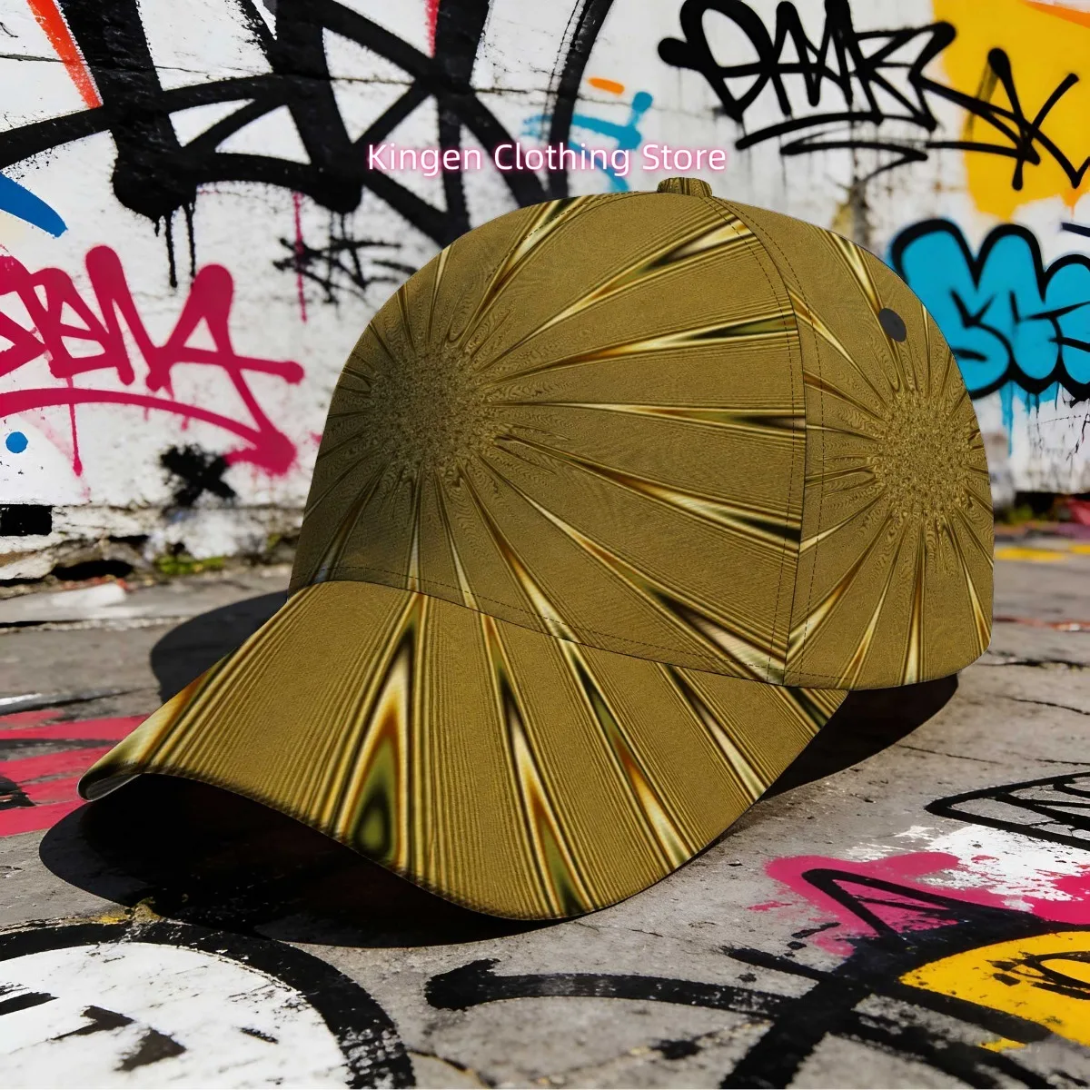 1pc of a Snapback Cap Featuring a Golden Radiant Pattern And a Lively Design, Perfect for Running And Outdoor Activities, Making