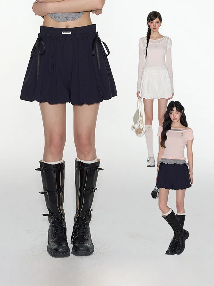 

NAPSNAPS Новые женские юбка-шорты Sweet Lantern на весну-лето, эластичные, с бантом, короткие, маленький размер, повседневные