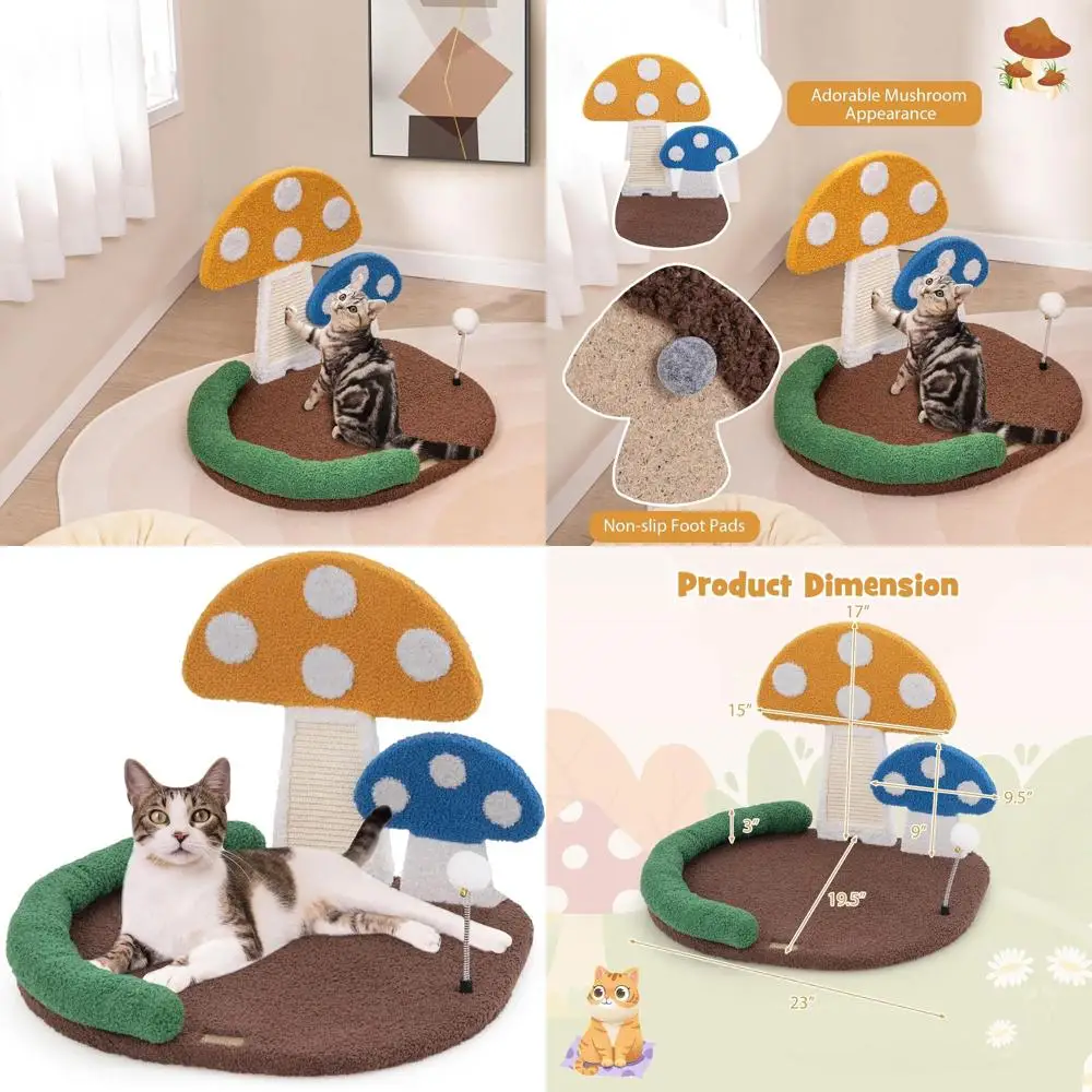 

Компактное домашнее кошачье дерево с натуральным сизалевым царапинам и дразнящим пружинным шариком, высота 17 дюймов