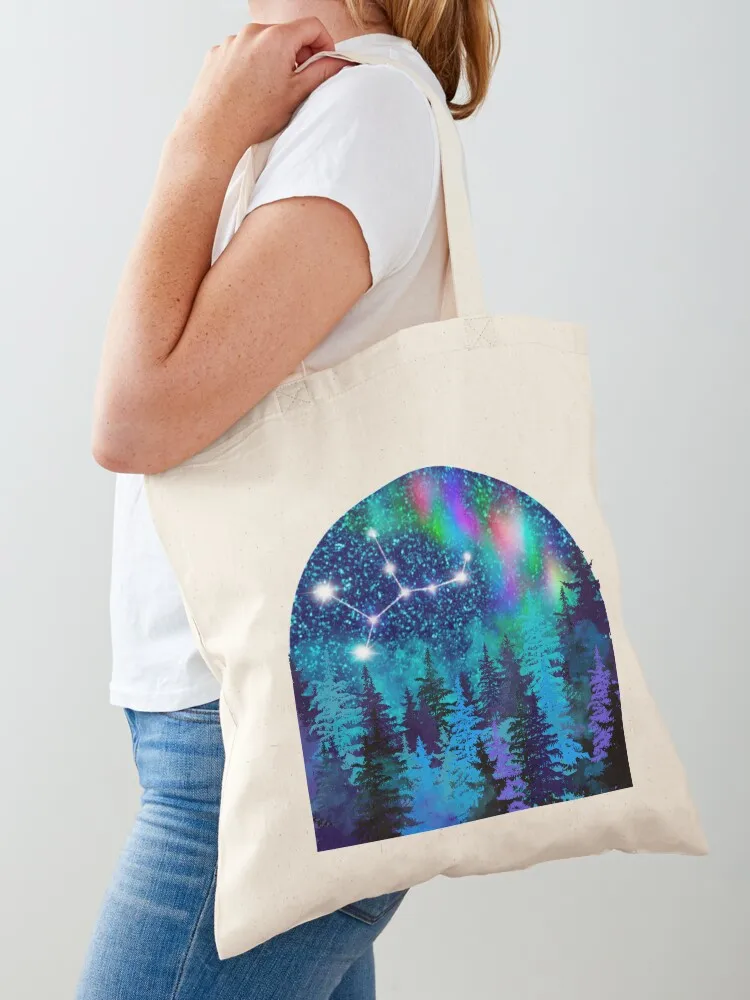 Aurora borealis and Virgo Zodiac sign constellation Tote Bag Lady bag handbag