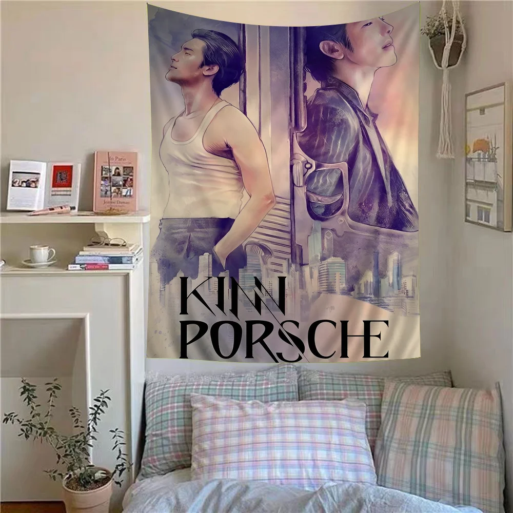 

KinnPorsche The Series Movie Anime Tapestry Hanging Tarot Hippie Wall Rugs Dorm Wall Hanging Sheets