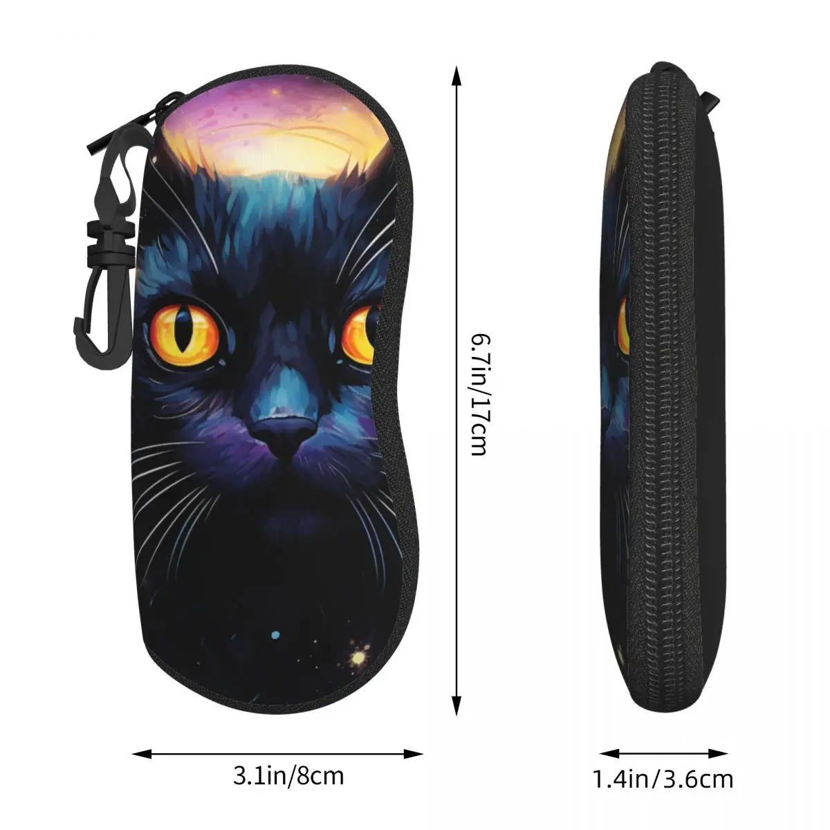 Black Cat Glasses Case glowing stars Travel Sunglasses Case For Men Women Classic Eyewear Storage Key Chain Glasses Box