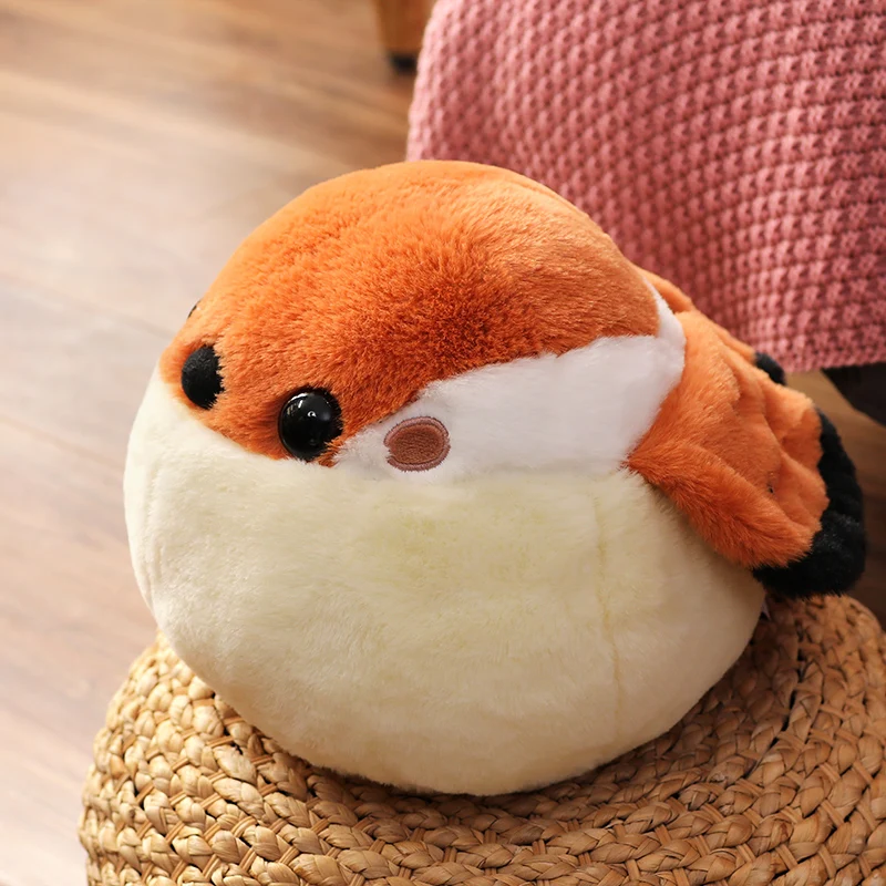 Cute Tit Plush Toy Soft Stuffed Animal Fat Bird Doll Throw Pillow Hug Sparrow Plushies Birthday Gifts For Girl