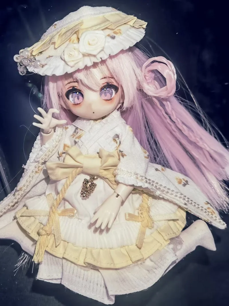 Vêtements uniquement adaptés aux poupées Ob11 à 12 Points, série dessert, jupe Bjd jaune lait, ensemble de vêtements de poupée, cadeaux d'anniversaire pour filles