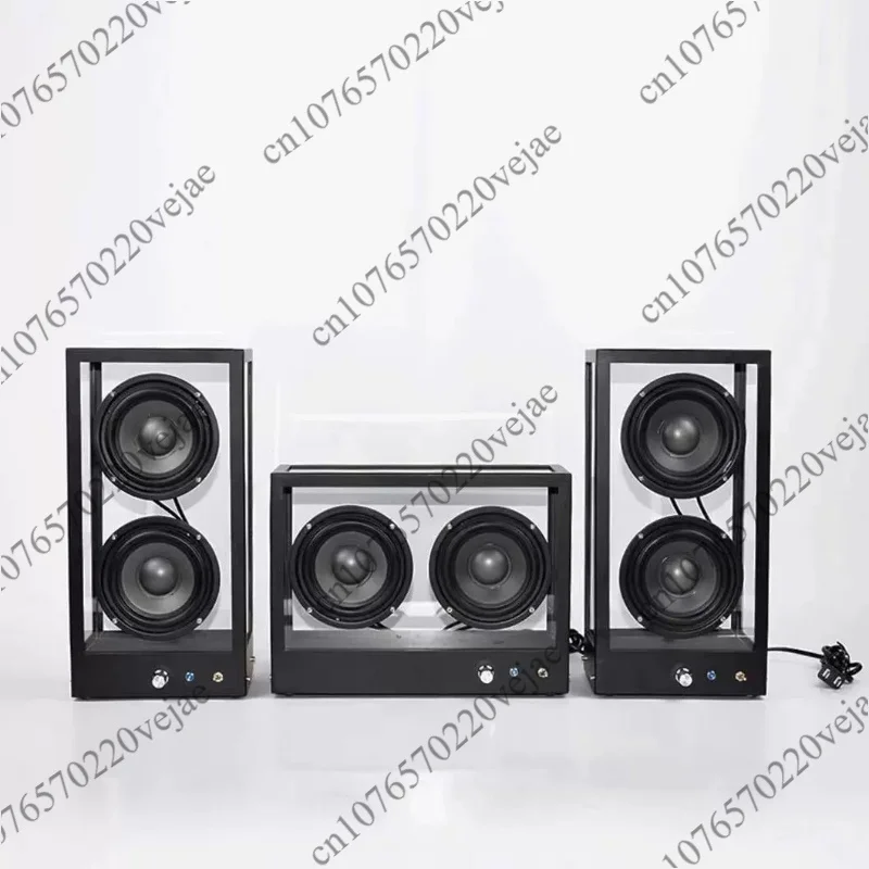 Modern Glass Stainless Steel Bluetooth Speaker with Subwoofer Desktop Decor for Showroom Creative Gift
