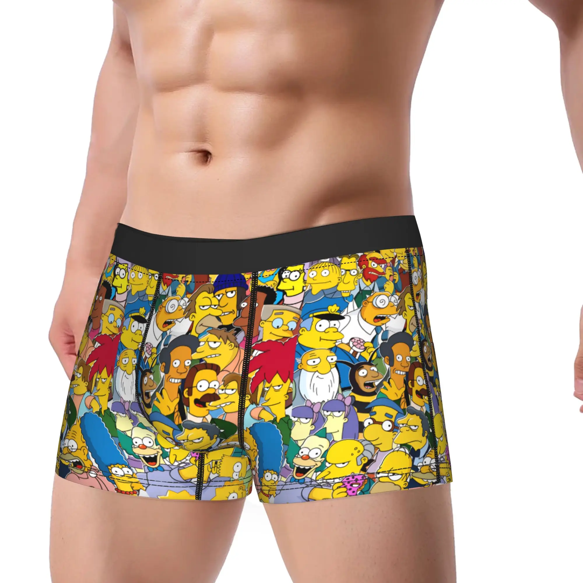 Funny S-Simpsons Family Group Portrait Shorts Briefs Underwear High Quality Men's Comfortable Boxer Shorts Large Size Panties