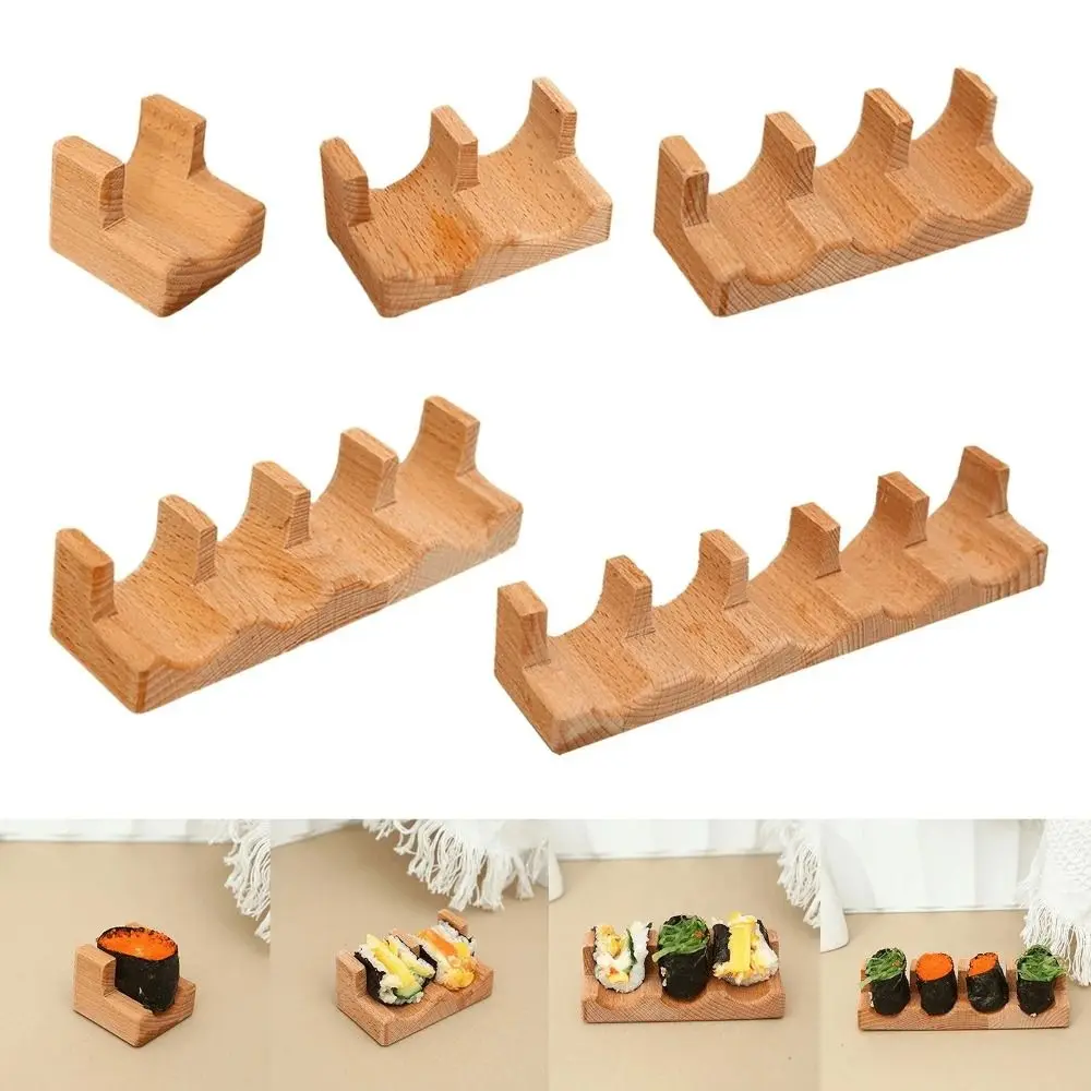 1/2/3/4/5 Slots Wooden Sushi Rack Japanese Style Multi Purpose Sushi Maker Holder Innovative U-shape Sushi Serving Tray