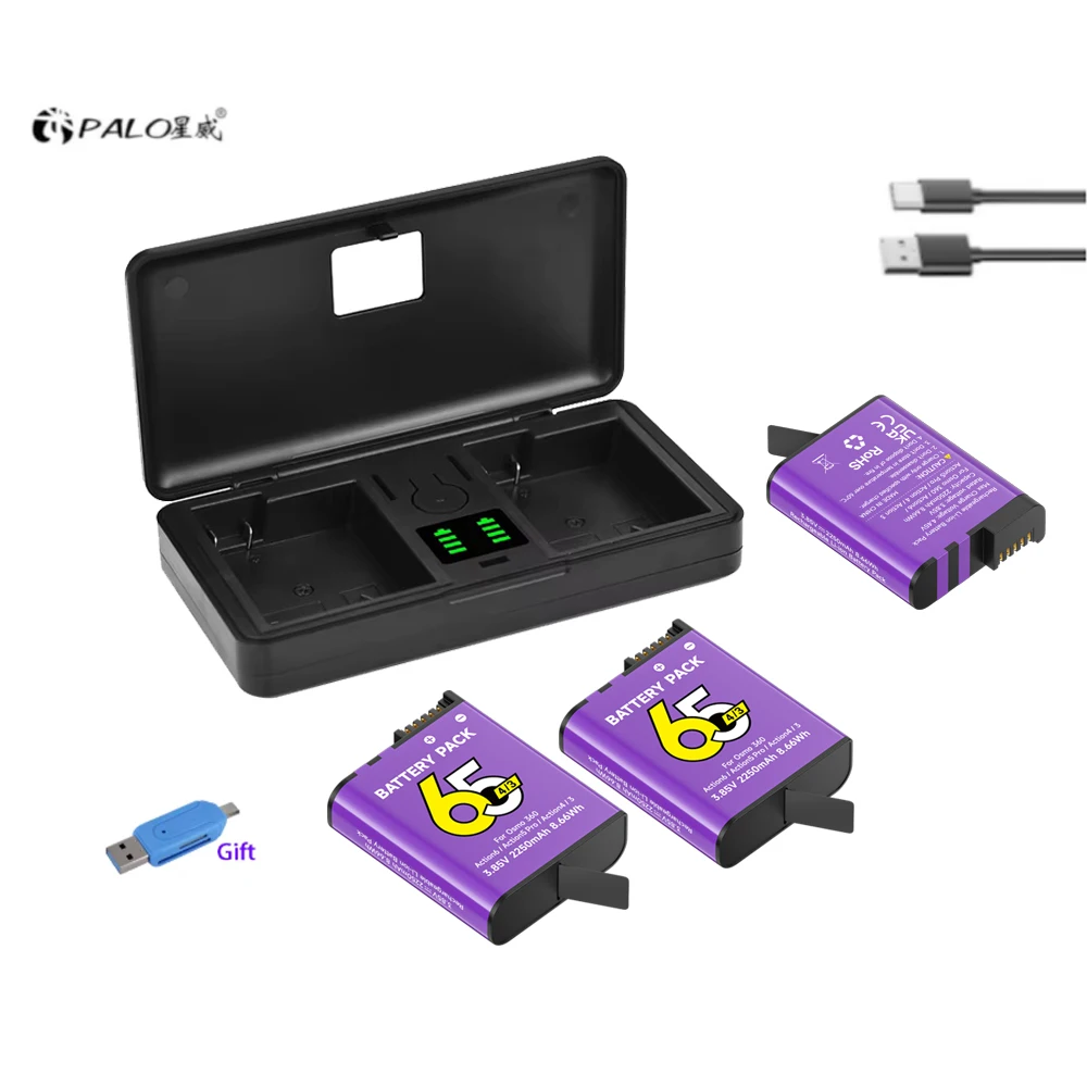 

2250mAh Battery For DJI Osmo Action 6 Action 5Pro with Dual Slot Battery Charger For DJI Osmo Action4 /3 Osmo 360 Accessories