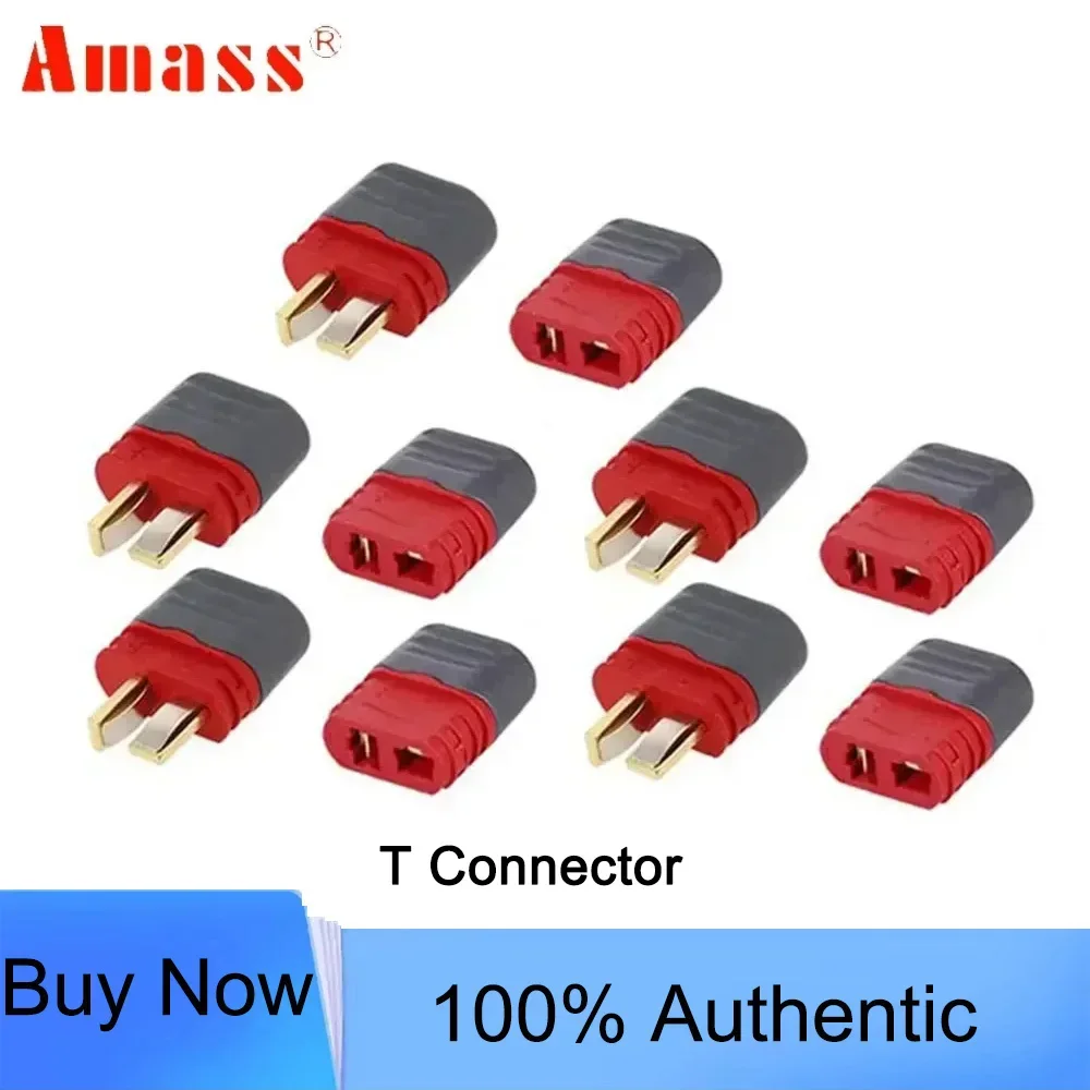 10Pcs Amass T Connector Deans Plug with Cover Male Female Amass Deans Connector with Sheath Housing For RC Battery Aircraft Toys