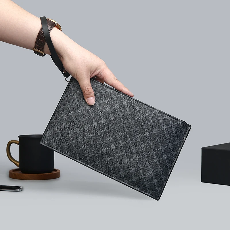 DingGuagua Bolso de Mano para Hombre Bolso de Mano de Cuero de PU Informal de Negocios Cartera para Oficina de Ocio - Para Uso Diario o de Viaje,Marrón