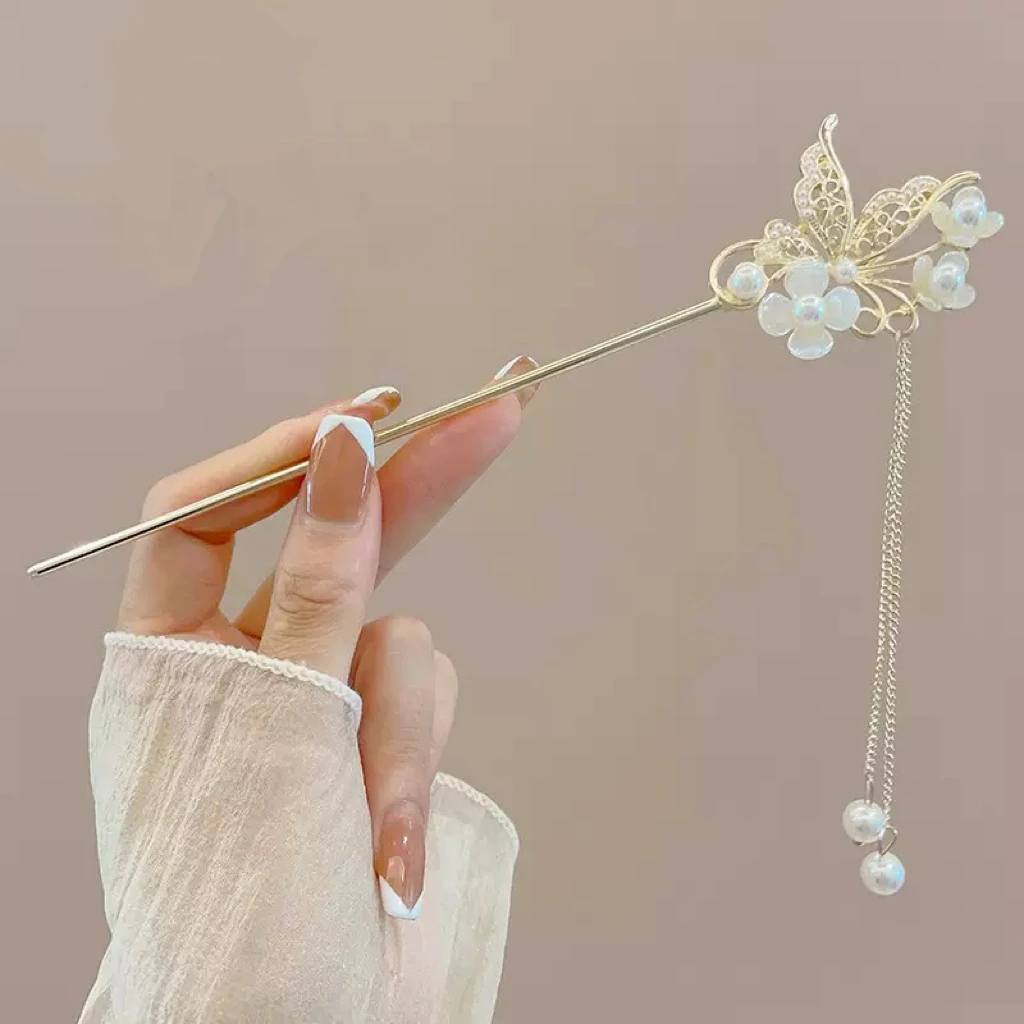 1/6pcs Elegant Chinese Style Tassel Hair Stick Traditional Floral Design Hairstyle Accessory Women Jewelry Hairpin Hairneedle image 5