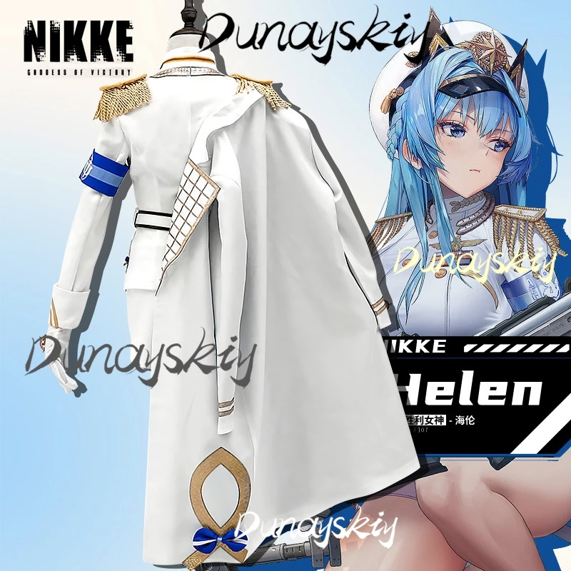 Nikke Helm Cosplay Costume Wig Helen Sexy Uniform Blue Wig Full Set Women Sexy Customized Outfit Girls The Goddess of Victory